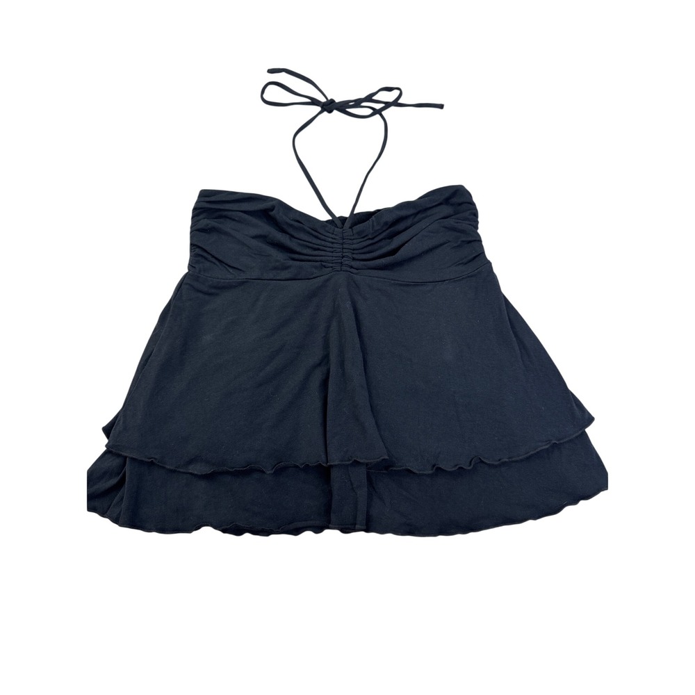 Wild Fable Black Halter Top Ruched Tiered Lettuce‎ Edge or skirt festival M